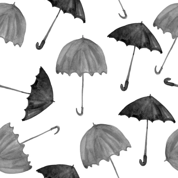 Pattern with watercolor umbrellas — Stock Photo, Image