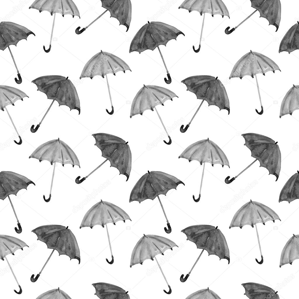 Pattern with watercolor umbrellas