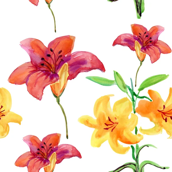 Beautiful Lily Seamless Pattern — Stock Photo, Image