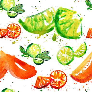 Suluboya portakal ve limon