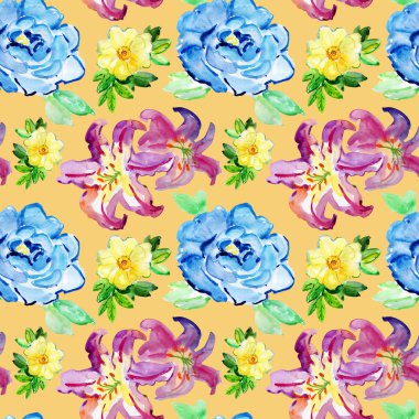 suluboya çiçek desenle.