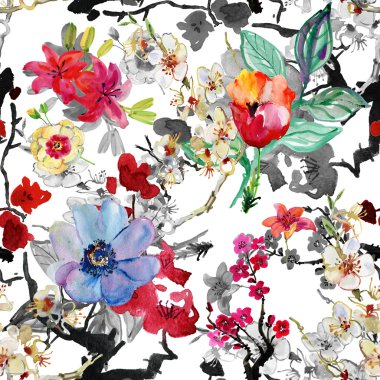Seamless floral background with flowers clipart