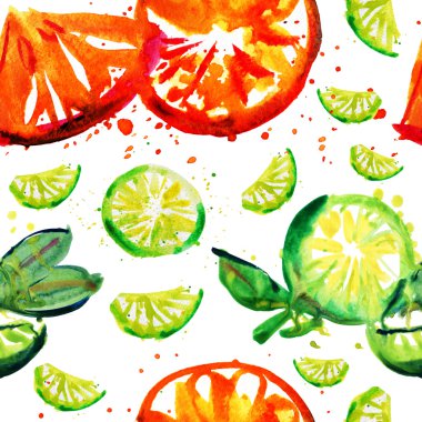 Suluboya portakal ve limon