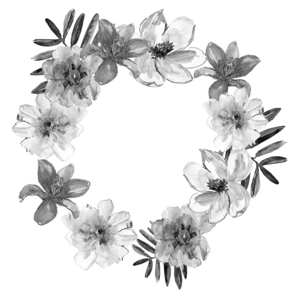 Yuvarlak kare suluboya Peonies