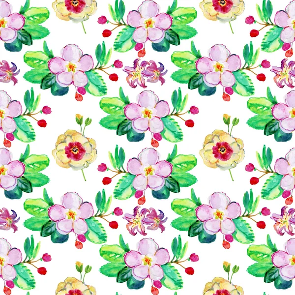 Seamless wallpaper with spring flowers — Stock Photo, Image