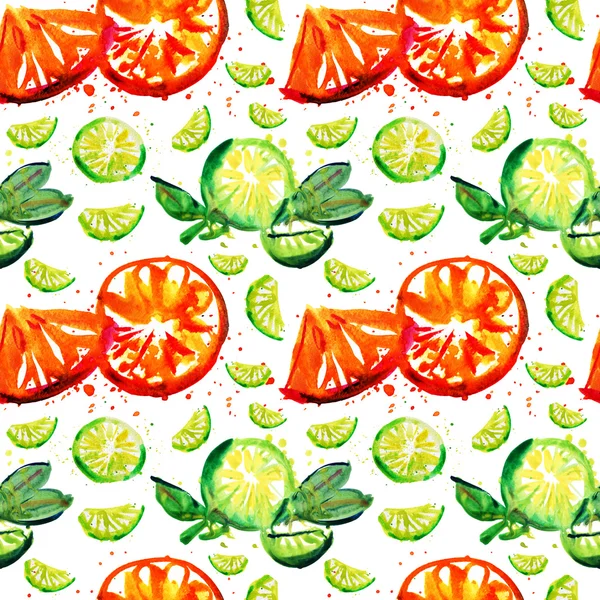 Aquarel citroenen en sinaasappels. — Stockfoto