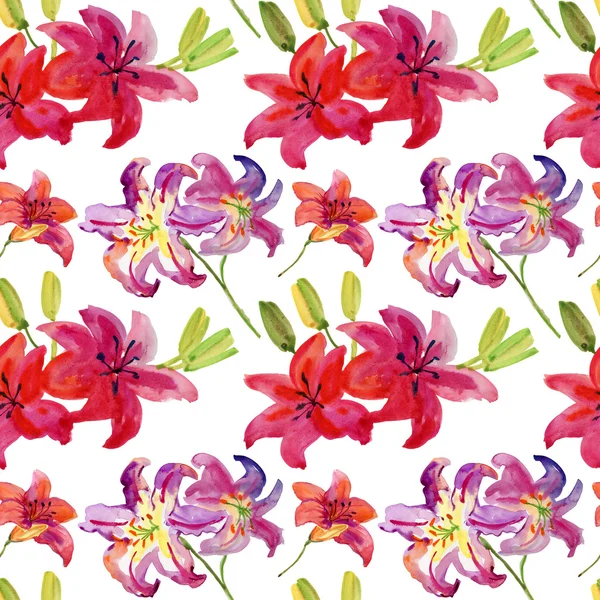 Seamless wallpaper with Lily flowers — Stock Photo, Image