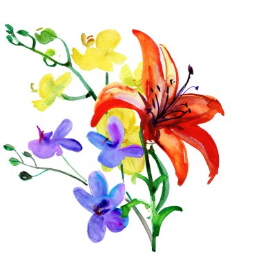 suluboya resimli çiçekler