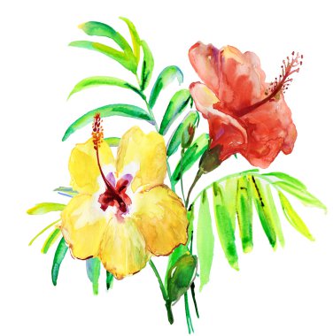 suluboya çiçek buketi