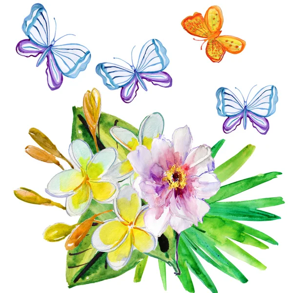 Цветы и бабочки — стоковое фото