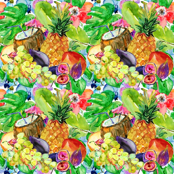 Pattern with flowers and fruits. — Stock Photo, Image
