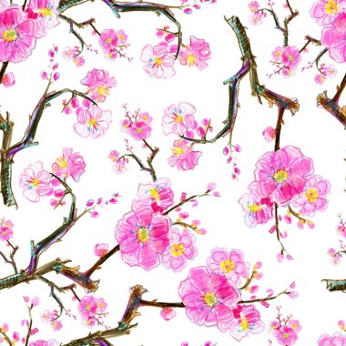 Suluboya pembe çiçekler