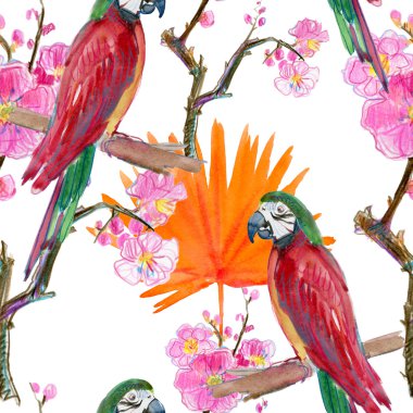 Papağan ile oryantal arka plan