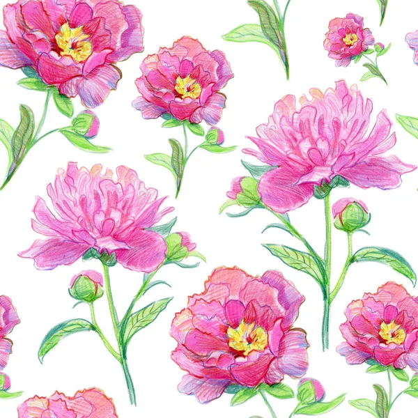 Carta da parati con fiori di rosa e peonia — Foto Stock