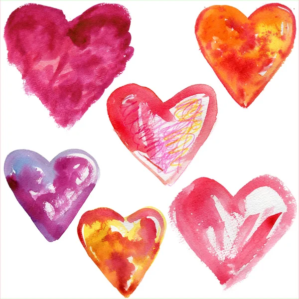 Watercolor hearts set — Stock Photo, Image