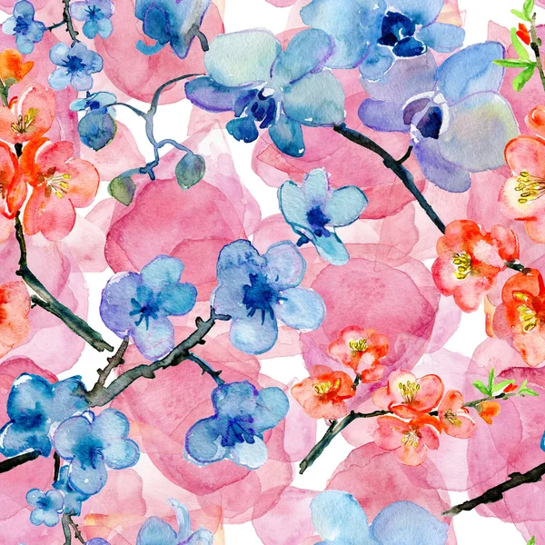 Pattern with blossoming tree brunches — Stock Photo, Image