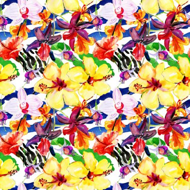 Tropik çiçeklerle kusursuz desen