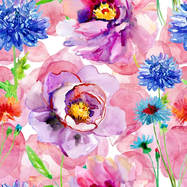Άνευ ραφής floral φόντο με λουλούδια. — Φωτογραφία Αρχείου