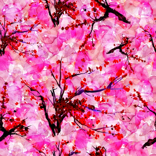 Sakura λουλούδια χωρίς ραφή πρότυπο. — Φωτογραφία Αρχείου