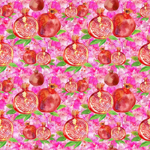 Akvarel bezešvé vzor s granátová jablka — Stock fotografie