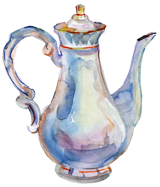 Watercolor teapot illustration — Stock Photo, Image