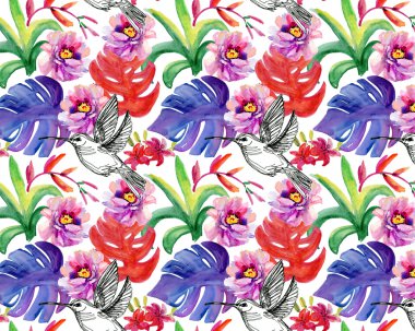 çiçekler ve kuşlar arka plan