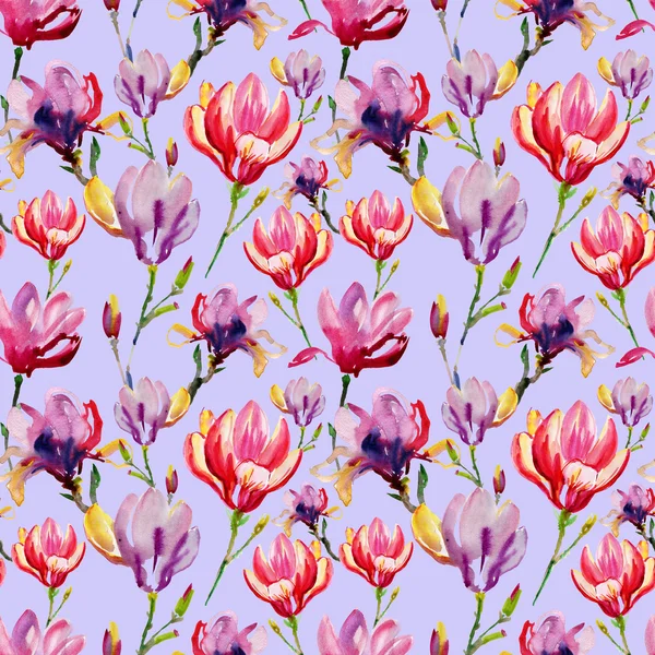 Watercolor magnolias pattern — Stock Photo, Image