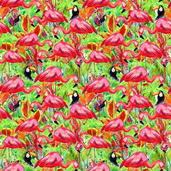 Wzór z akwarela flamingi — Zdjęcie stockowe