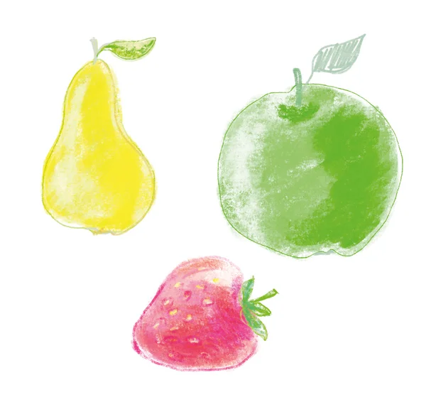 Pastel boya meyve seti — Stok fotoğraf