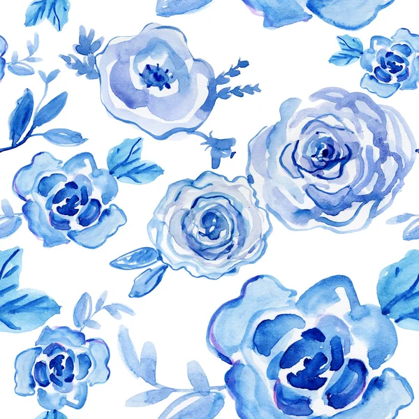 Seamless patterns with blue flowers — Stock Photo, Image