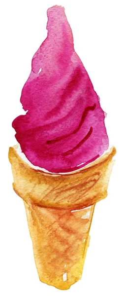Розовое мороженое в конусе — стоковое фото