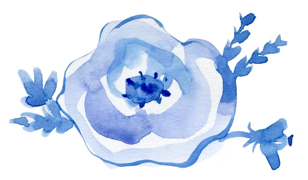 Big blue watercolor rose — Stock Photo, Image