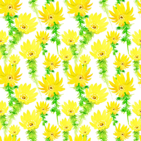 Seamless patterns with yellow flowers — Stock Photo, Image