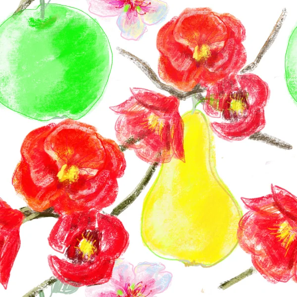 Декоративные летние цветы и фрукты — стоковое фото