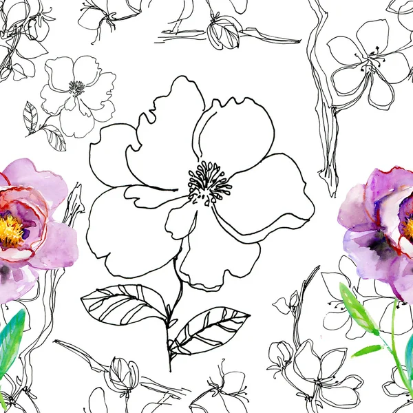 Bakgrund med akvarell blommor. — Stockfoto