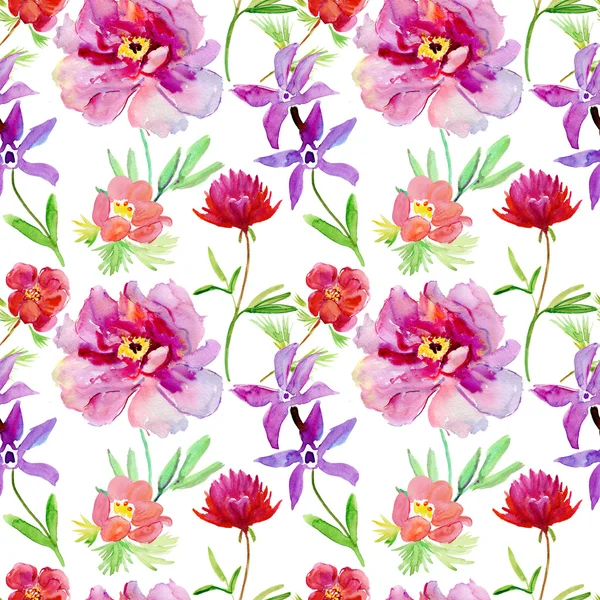 Behang met decoratieve wilde bloemen — Stockfoto