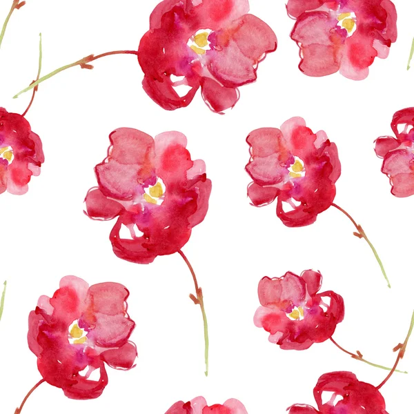 Roze bloemen - floral aquarelle patroon. — Stockfoto