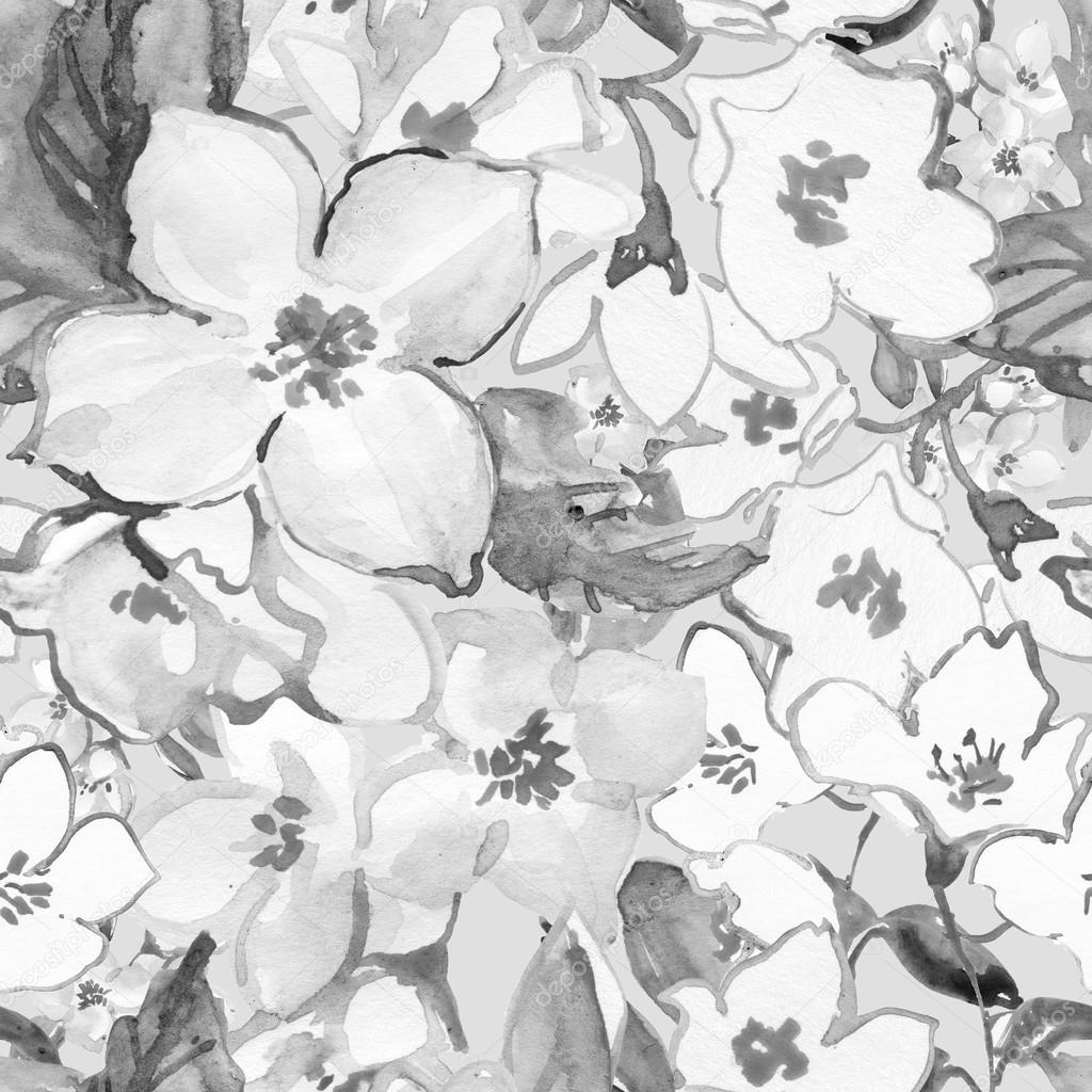 Seamless watercolor Grey flowers. — Stock Photo © olies 77105679