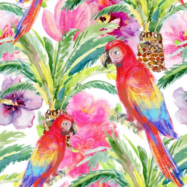 çiçekler ve kuşlar ile Seamless Modeli.