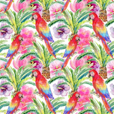 çiçekler ve kuşlar ile Seamless Modeli.