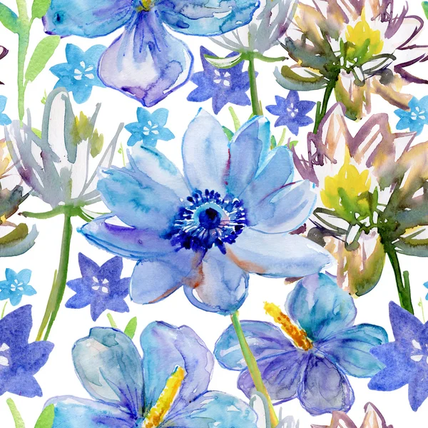 Seamless watercolor flowers pattern