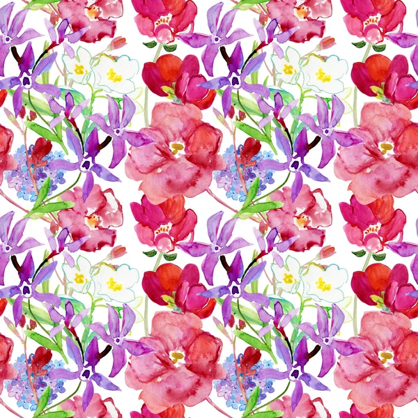 Pattern with flowers and plants. — Stock Photo, Image