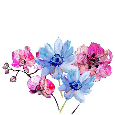 Çiçekli suluboya kartı