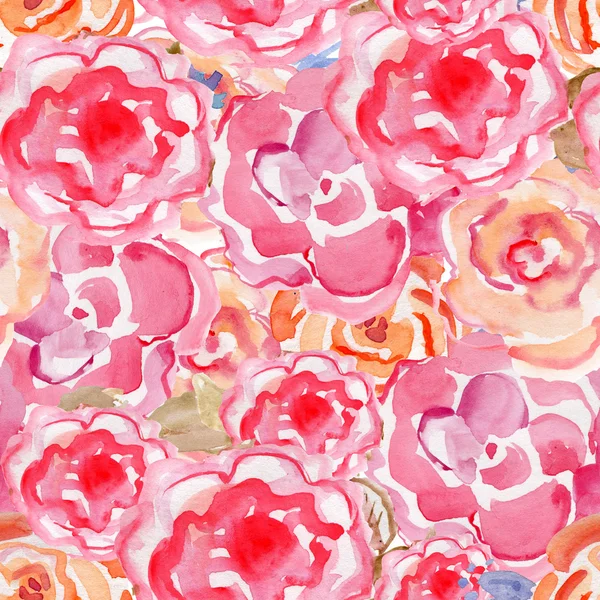 Rosa flores em pinturas aquarela . — Fotografia de Stock