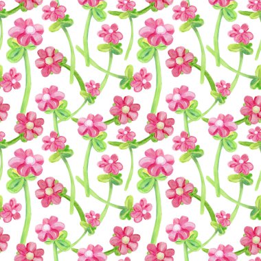 pembe çiçekler suluboya desen