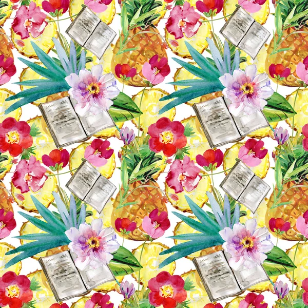 완벽 한 패턴 장식 여름 꽃과 함께 — 스톡 사진