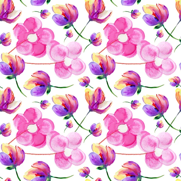 Seamless wallpaper with bright flowers — Stock Photo, Image