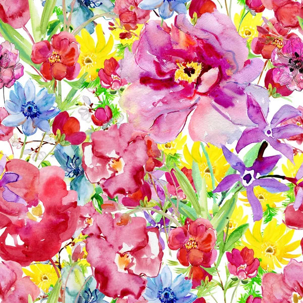 Безшовні шпалери з квітами — стокове фото