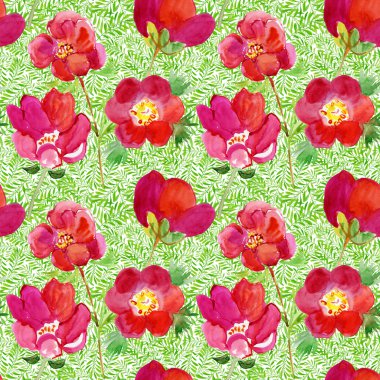 Stilize kırmızı çiçekler ile duvar kağıdı