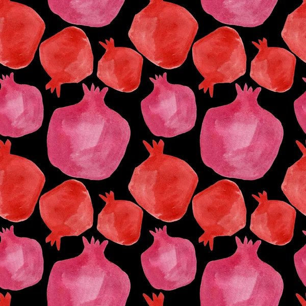 Hand Drawn Bright Pomegranates Black Background — Stock Photo, Image